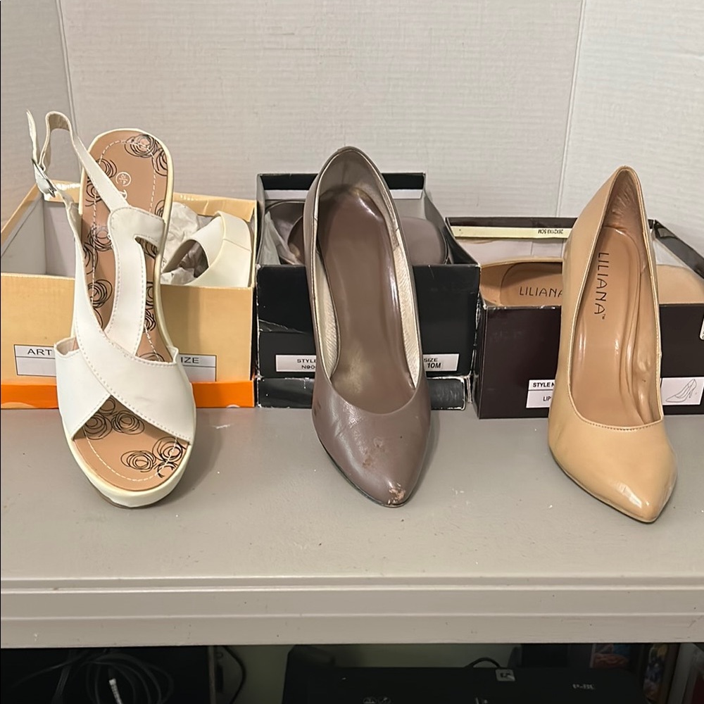Multiples Brown and White Heels Versatile Elegance
